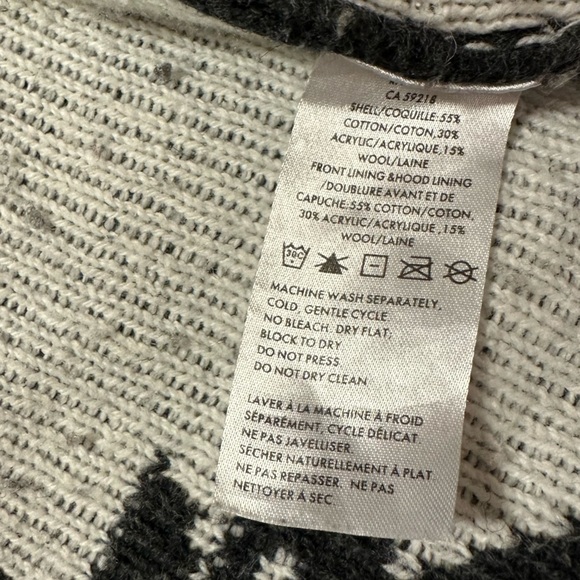 Pendleton Knit Open Front Cardigan Sweater Gray Red Long Hooded Western Aztec - Picture 12 of 13